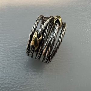 David Yurman Double X Crossover Ring with 18k Gold